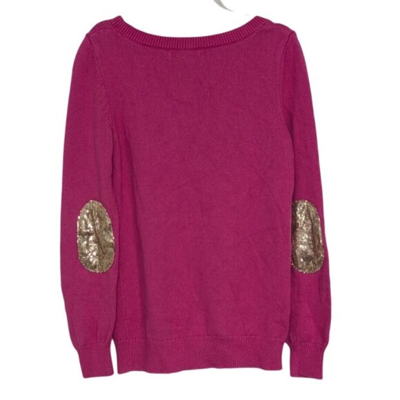 Banana Republic Sequin Elbow Patches Sweater Womens Size Small Party Pink - Picture 5 of 9
